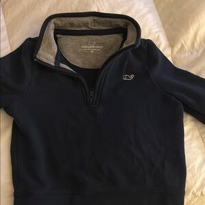 Vineyard Vines Blue Zip Up Top with Stand-Up Collar
